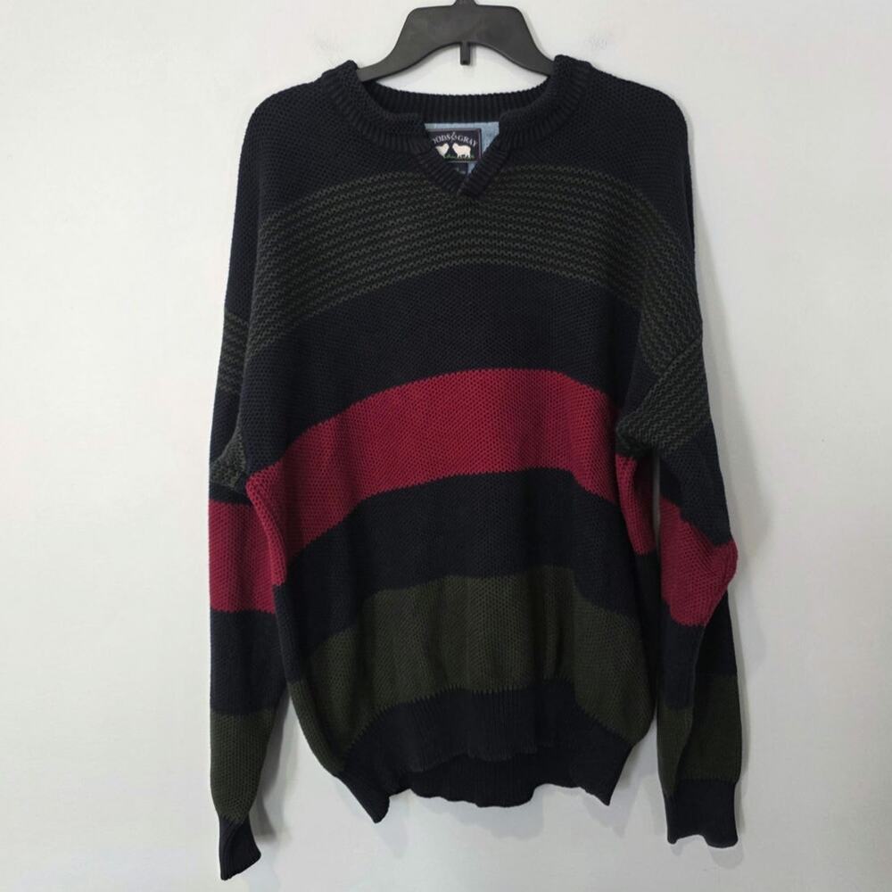 Woods & Gray Cotton Sweater Men's XL Navy Red Green